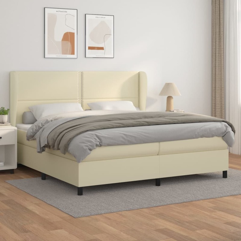 Giroletto a Molle con Materasso Crema 200x200 cm in Similpelle