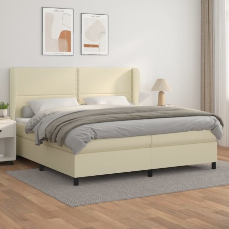 Giroletto a Molle con Materasso Crema 200x200 cm in Similpelle