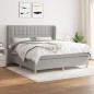 vidaXL Giroletto a Molle con Materasso Grigio Chiaro180x200 cm Tessuto