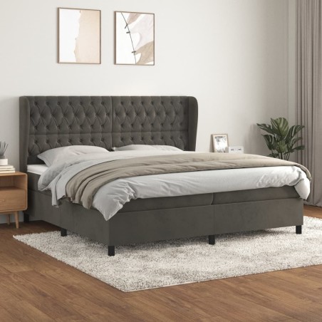vidaXL Giroletto a Molle con Materasso Grigio Scuro 200x200 cm Velluto