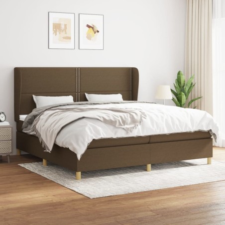 vidaXL Giroletto a Molle con Materasso Marrone Scuro 200x200cm Tessuto