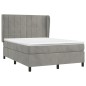vidaXL Giroletto a Molle con Materasso Grigio Chiaro 140x200cm Velluto