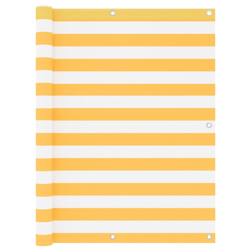 Paravento Balcone Bianco e Giallo 120x300 cm Tessuto Oxford Paravento Balcone Bianco e Giallo 120x300 cm Tessuto Oxford