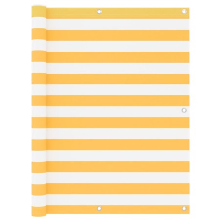 Paravento Balcone Bianco e Giallo 120x300 cm Tessuto Oxford