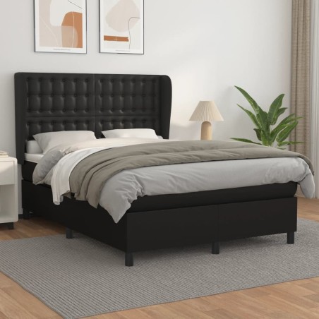 vidaXL Giroletto a Molle con Materasso Nero 140x190 cm in Similpelle