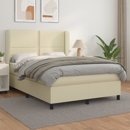 Giroletto a Molle con Materasso Crema 140x200 cm in Similpelle