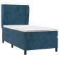 Giroletto a Molle con Materasso Blu Scuro 80x200 cm in Velluto
