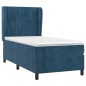 Giroletto a Molle con Materasso Blu Scuro 90x190 cm in Velluto