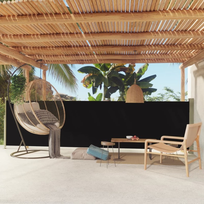 Tenda Laterale Retrattile per Patio 140x500 cm Nera Tenda Laterale Retrattile per Patio 140x500 cm Nera