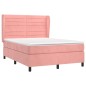 Giroletto a Molle con Materasso Rosa 140x200 cm in Velluto