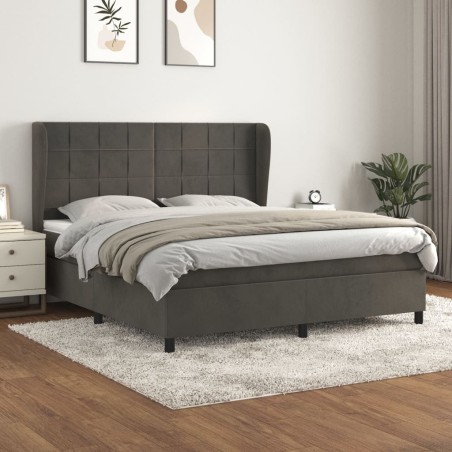 vidaXL Giroletto a Molle con Materasso Grigio Scuro 180x200 cm Velluto