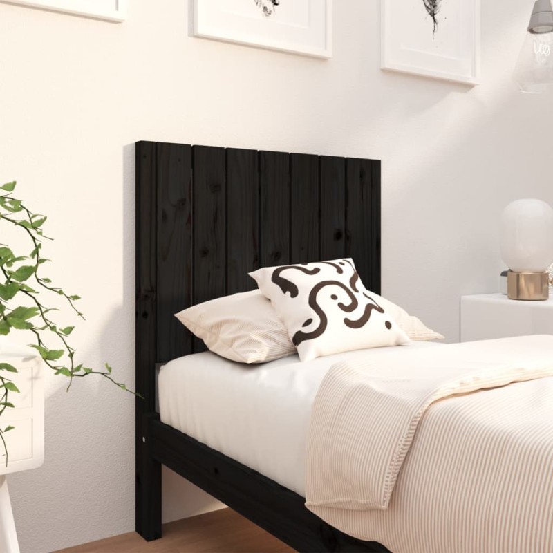 Testiera per Letto Nera 80,5x4x100 cm in Legno Massello di Pino Testiera per Letto Nera 80,5x4x100 cm in Legno Massello di Pino