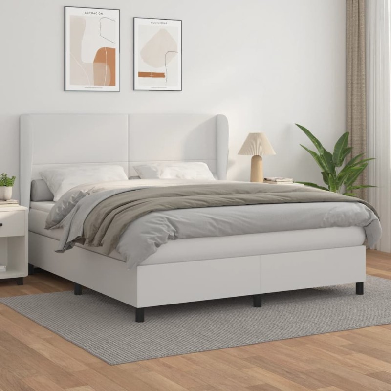 vidaXL Giroletto a Molle con Materasso Bianco 180x200 cm in Similpelle