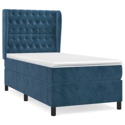 vidaXL Giroletto a Molle con Materasso Blu Scuro 80x200 cm in Velluto