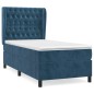 vidaXL Giroletto a Molle con Materasso Blu Scuro 80x200 cm in Velluto