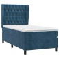 vidaXL Giroletto a Molle con Materasso Blu Scuro 80x200 cm in Velluto