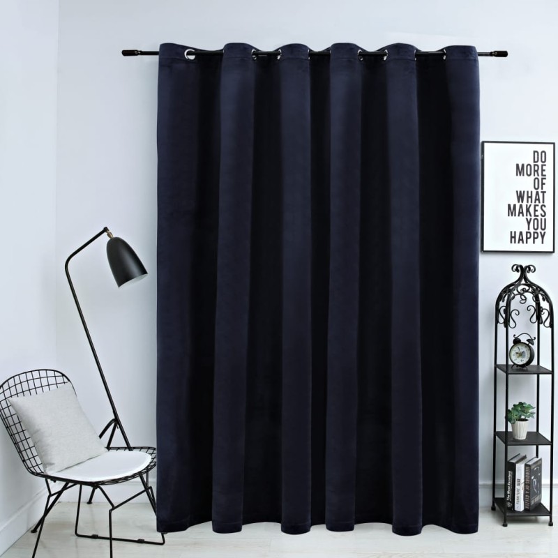 Tenda Oscurante con Anelli in Metallo Velluto Nera 290x245 cm Tenda Oscurante con Anelli in Metallo Velluto Nera 290x245 cm