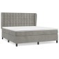 vidaXL Giroletto a Molle con Materasso Grigio Chiaro 160x200cm Velluto