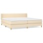 vidaXL Giroletto a Molle con Materasso Crema 200x200 cm in Tessuto