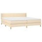 vidaXL Giroletto a Molle con Materasso Crema 200x200 cm in Tessuto