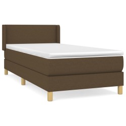 Giroletto a Molle con Materasso Marrone Scuro 90x200 cm Tessuto