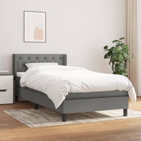vidaXL Giroletto a Molle con Materasso Grigio Scuro 80x200 cm Tessuto