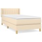vidaXL Giroletto a Molle con Materasso Crema 100x200 cm in Tessuto