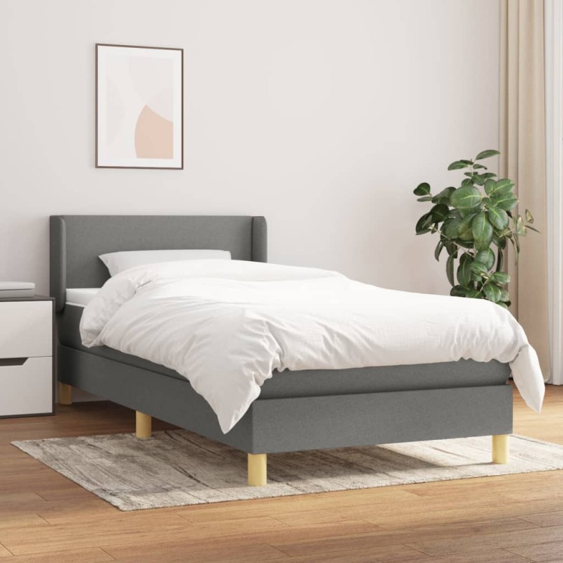 vidaXL Giroletto a Molle con Materasso Grigio Scuro 80x200 cm Tessuto