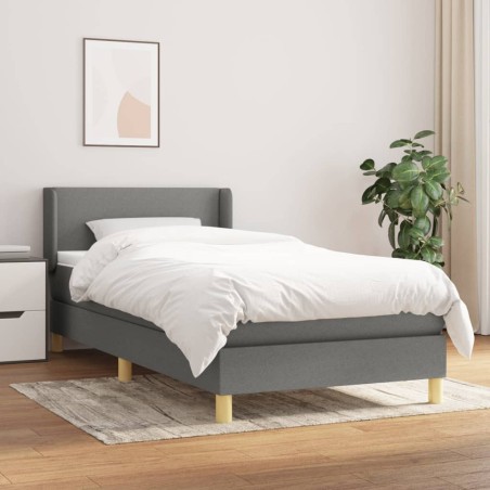 vidaXL Giroletto a Molle con Materasso Grigio Scuro 80x200 cm Tessuto