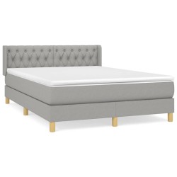 vidaXL Giroletto a Molle con Materasso Grigio Chiaro 140x190cm Tessuto