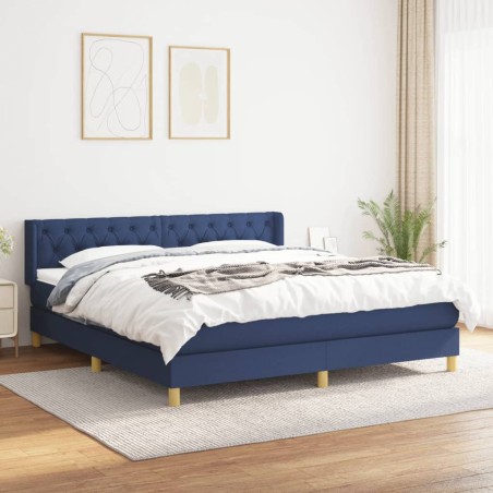 Giroletto a Molle con Materasso Blu 160x200 cm in Tessuto
