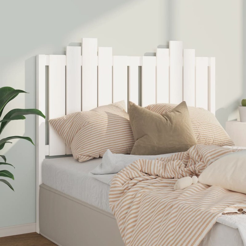 Testiera per Letto Bianca 126x4x110cm in Legno Massello di Pino Testiera per Letto Bianca 126x4x110cm in Legno Massello di Pino