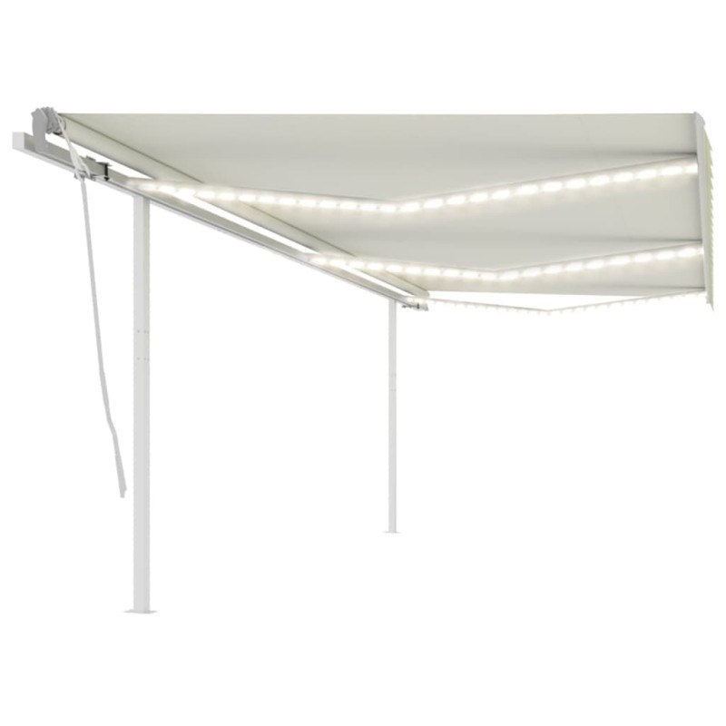 Tenda da Sole Retrattile Manuale con LED 6x3,5 m Crema Tenda da Sole Retrattile Manuale con LED 6x3,5 m Crema