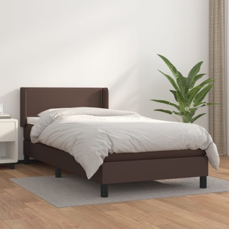 Giroletto a Molle con Materasso Marrone 80x200 cm in Similpelle