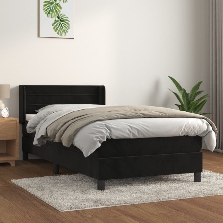 vidaXL Giroletto a Molle con Materasso Nero 80x200 cm in Velluto