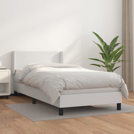 vidaXL Giroletto a Molle con Materasso Bianco 90x200 cm in Similpelle