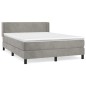 Giroletto a Molle con Materasso Grigio Chiaro 140x190cm Velluto