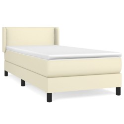 vidaXL Giroletto a Molle con Materasso Crema 90x200 cm in Similpelle