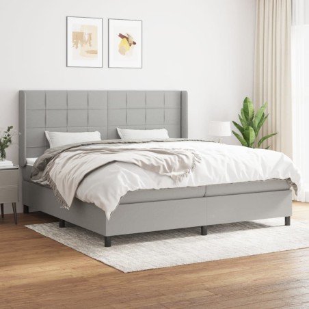 vidaXL Giroletto a Molle con Materasso Grigio Chiaro 200x200cm Tessuto