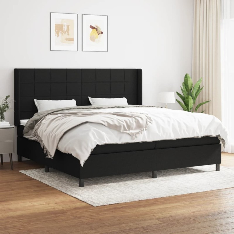 vidaXL Giroletto a Molle con Materasso Nero 200x200 cm in Tessuto
