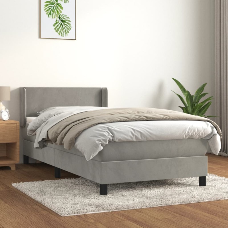 vidaXL Giroletto a Molle con Materasso Grigio Chiaro 80x200 cm Velluto