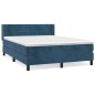 vidaXL Giroletto a Molle con Materasso Blu Scuro 140x200 cm in Velluto