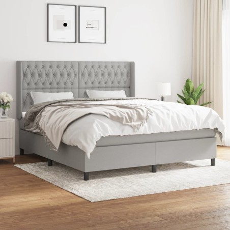 vidaXL Giroletto a Molle con Materasso Grigio Chiaro180x200 cm Tessuto