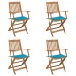 Sedie da Giardino Pieghevoli 4 pz con Cuscini Massello Acacia Sedie da Giardino Pieghevoli 4 pz con Cuscini Massello Acacia