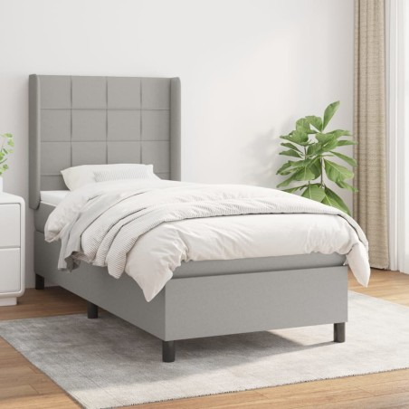 vidaXL Giroletto a Molle con Materasso Grigio Chiaro 90x190 cm Tessuto