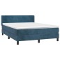 vidaXL Giroletto a Molle con Materasso Blu Scuro 140x200 cm in Velluto