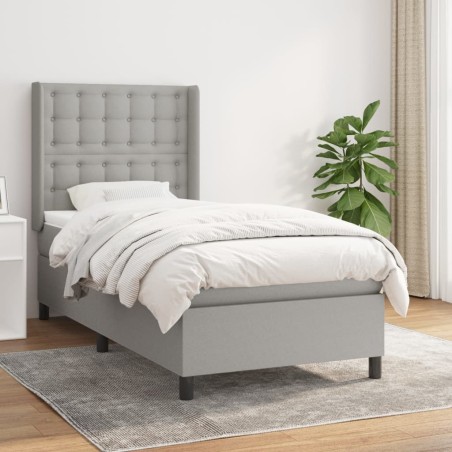 vidaXL Giroletto a Molle con Materasso Grigio Chiaro 90x190 cm Tessuto