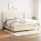 vidaXL Giroletto a Molle con Materasso Crema 200x200 cm in Tessuto