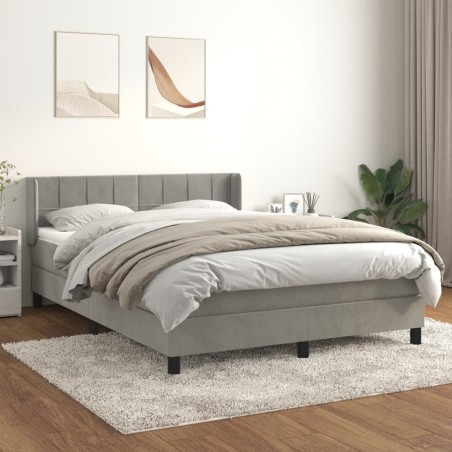 vidaXL Giroletto a Molle con Materasso Grigio Chiaro 140x200cm Velluto