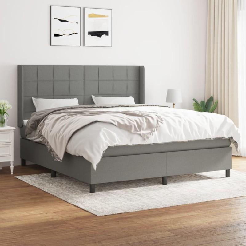 vidaXL Giroletto a Molle con Materasso Grigio Scuro 180x200 cm Tessuto